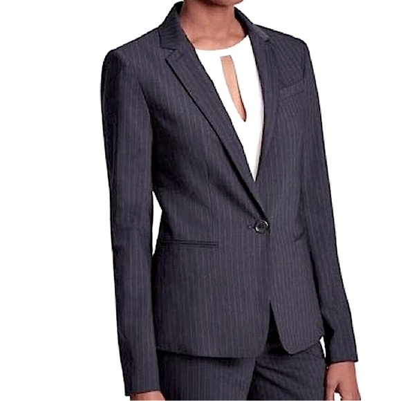 NWT Ann Taylor Navy Blue Pin Striped Single Button Blazer 10 - Picture 1 of 13